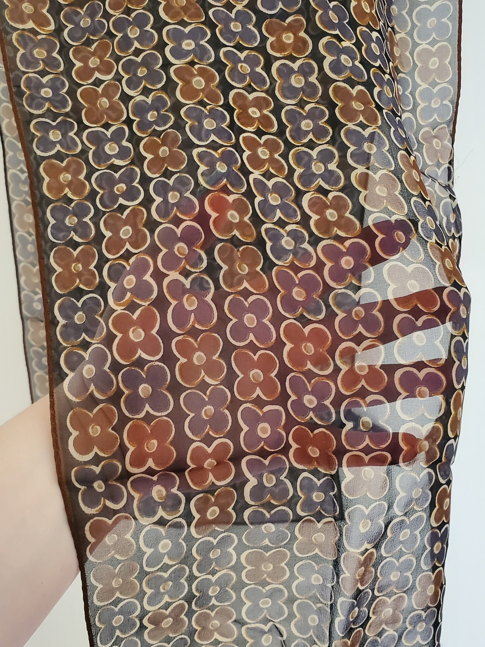 Echo Floral Sheer Scarf in Brown and Purple